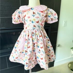 Easter Pink Floral bunny and deers Kids Dress
